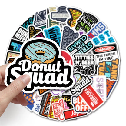 50PCS English Alphabet Cartoon Sticker Graffiti Suitcase Computer Car Helmet Water Cup Graffiti Decoration Toy