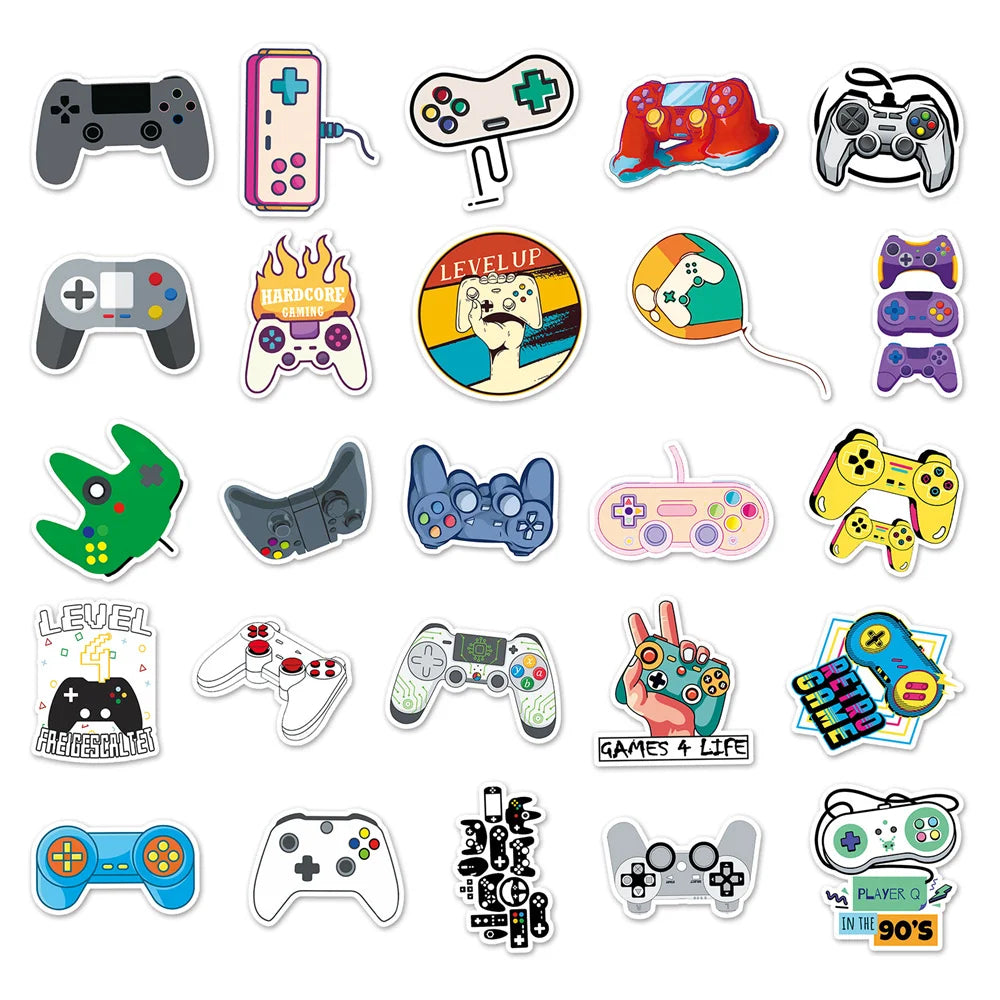 /50PCS Cartoon Gamepad Graffiti Children Stickers Luggage Mobile Phone Case Laptop Waterproof PVC Stickers