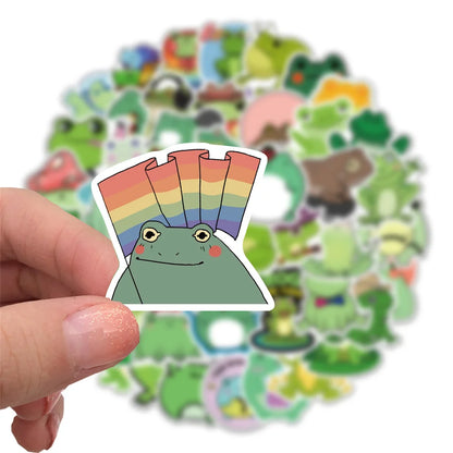 50PCS Cartoon Cute Frog Waterproof Graffiti Sticker Suitcase Notebook Mobile Phone Refrigerator Water Cup Helmet