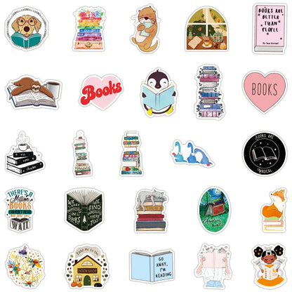 50PCS Diary Book Reading Cartoon Graffiti Stickers Notebook Luggage Car Stickers Decorative Toys