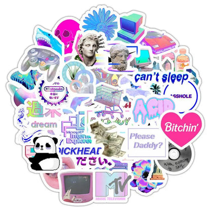 50PCS Cartoon Retro Steampunk Helmet Notebook Luggage Stationery Waterproof Graffiti Sticker Decoration