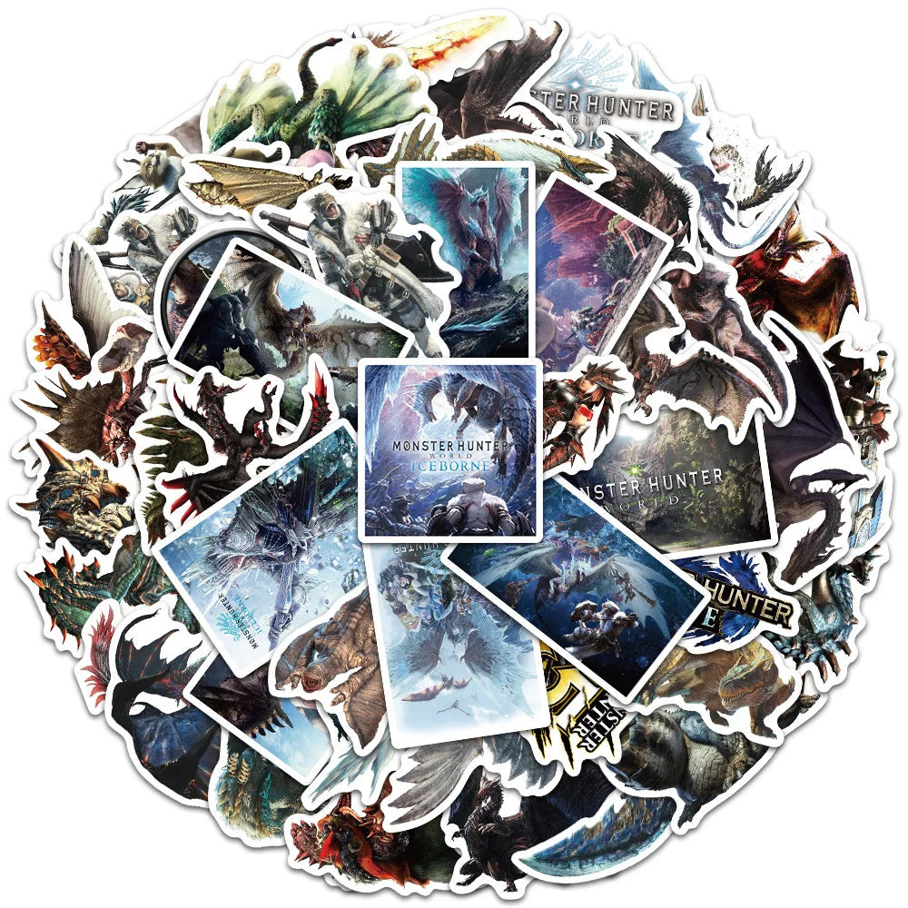 50PCS Game Monster Hunter Personalized Decoration Graffiti Waterproof Sticker Notebook Skateboard Water CupHelmet