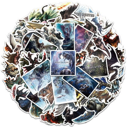 50PCS Game Monster Hunter Personalized Decoration Graffiti Waterproof Sticker Notebook Skateboard Water CupHelmet