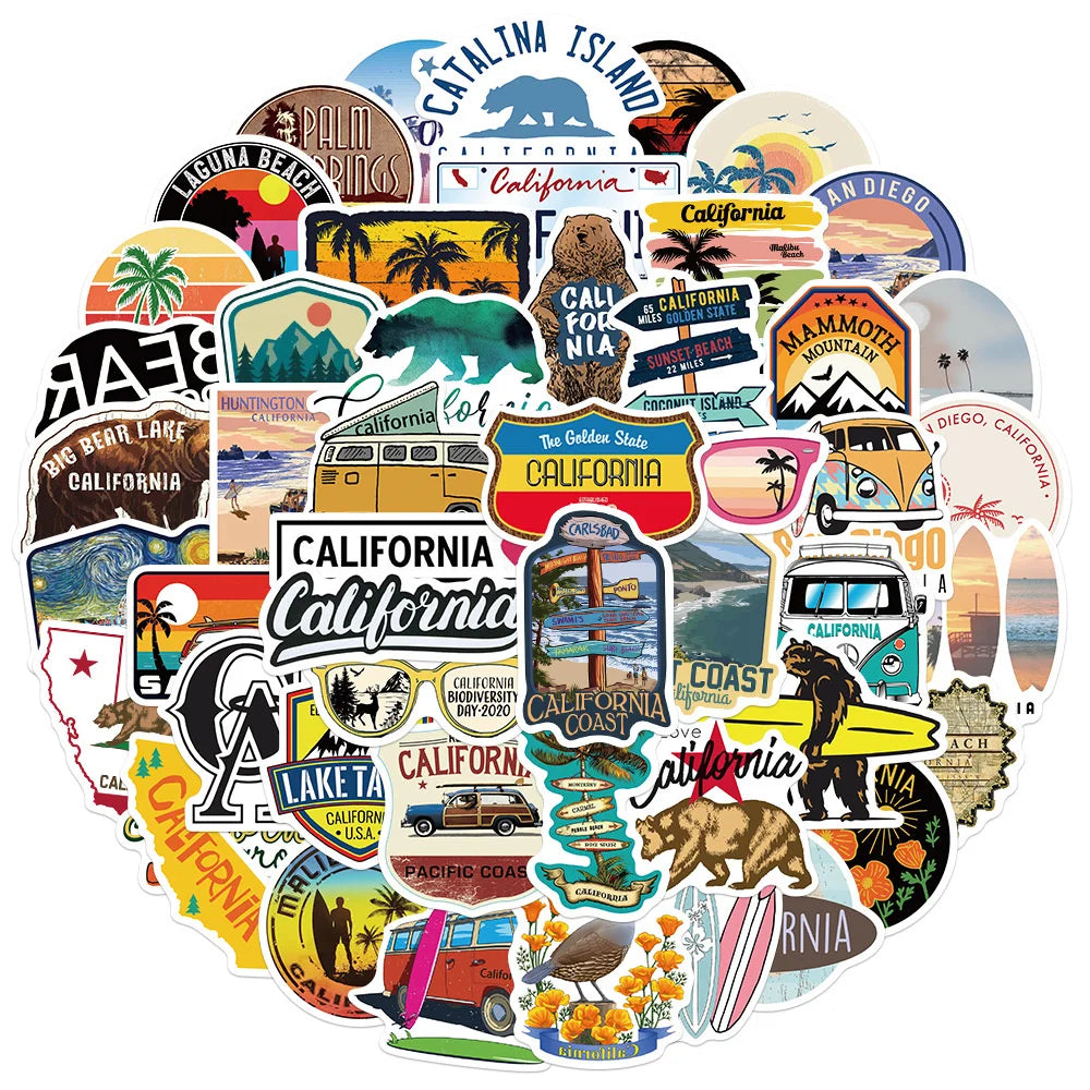 50PCS         CaliforniaGraffiti Stickers Can Decorate Luggage Water Cup Waterproof DIY New Product
