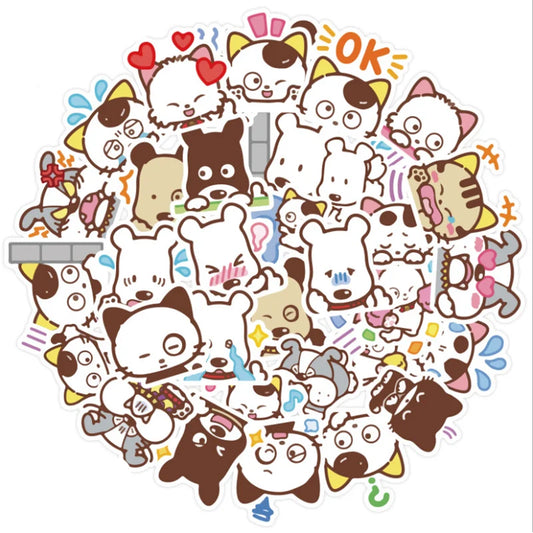 50PCS of cute cartoon Tama and friend doodle stickers, personalized DIY laptop, suitcase, refrigerator, water cup, phone case decoration, stationery, skateboard stickers and toys