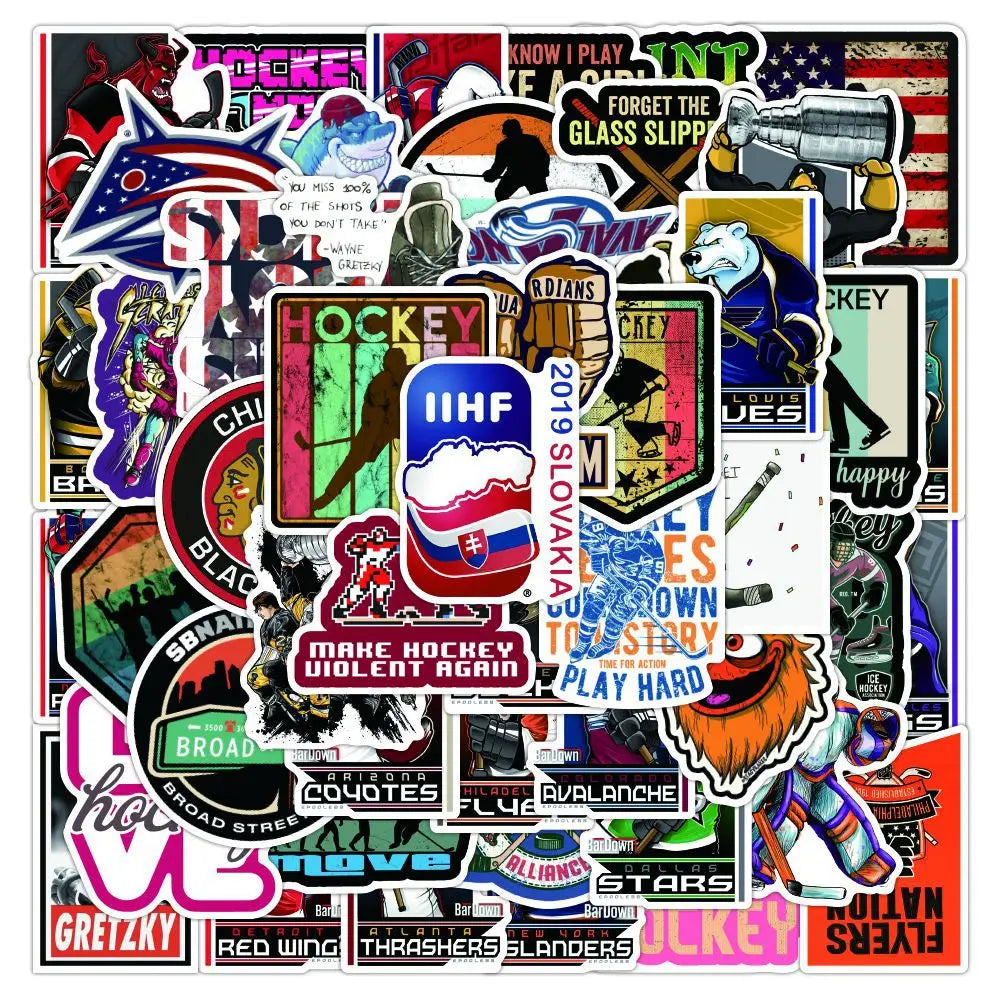 50PCS Hockey Graffiti Sticker Waterproof Luggage, Laptop Computer Cup, Refrigerator Slide, Helmet Sticker,Custom