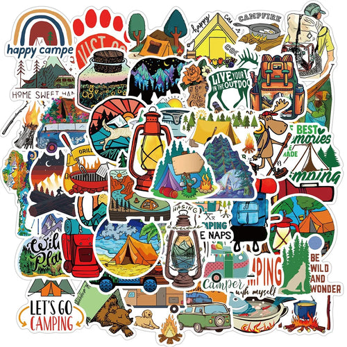 50PCS New Outdoor Camping Graffiti Stickers Luggage Motorcycle Trolley Case Laptop Waterproof Stickers