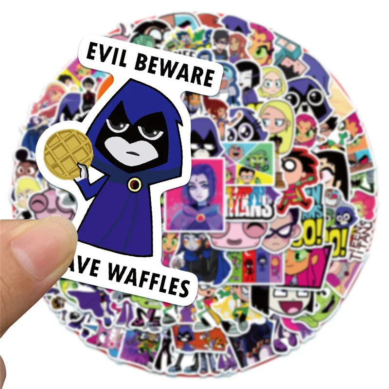 100PCS Teen Titans Anime Cartoon Graffiti Luggage Laptop Mobile Phone Refrigerator Indoor Refrigerator Sticker