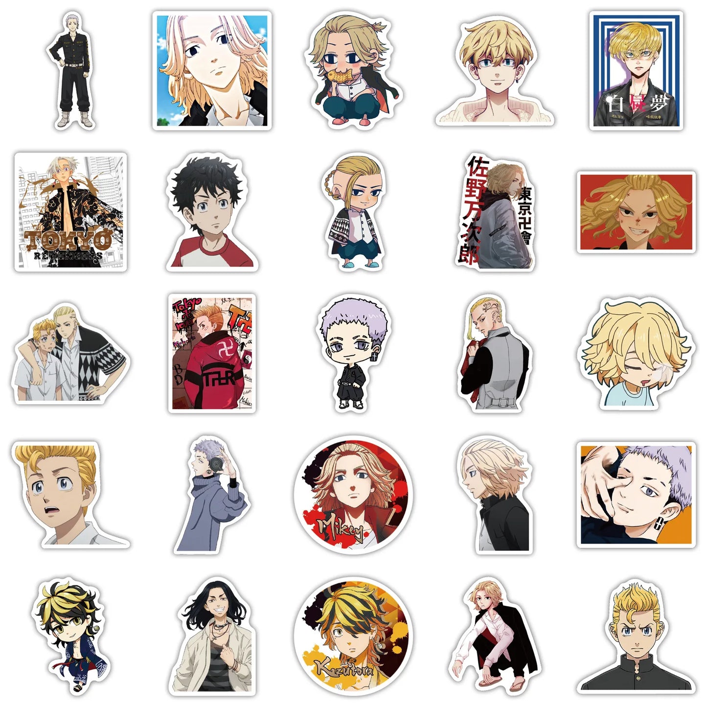 50 pieces of Neiman Tokyo Avenger cartoon anime graffiti stickers, suitable for DIY decoration of laptops, bags, handbooks, sticker toys