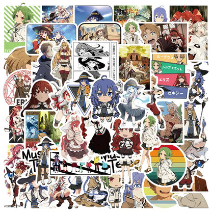 50PCS Art Illustration Popular Creative Cartoon Animation Unemployment Reincarnation Series Decorative Style Graffiti Stickers Personalised Fashion Creative DIY Exquisite Decorative Decals Suitable For Cups, Helmets, Skateboards Popular Stickers Toys
