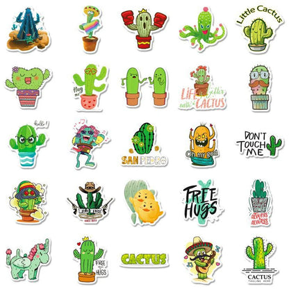 50PC Cactus Sticker Ins Wind Green Small Fresh Plant Notebook Skateboard Water Cup Small Sticker