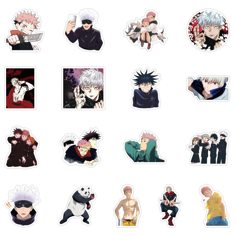 50PCS cartoon Japanese animation Jujutsu Kaisen series graffiti stickers, personalized PVC waterproof decorative stickers, suitable for water cups, laptops, phone cases, luggage decoration stickers and toys