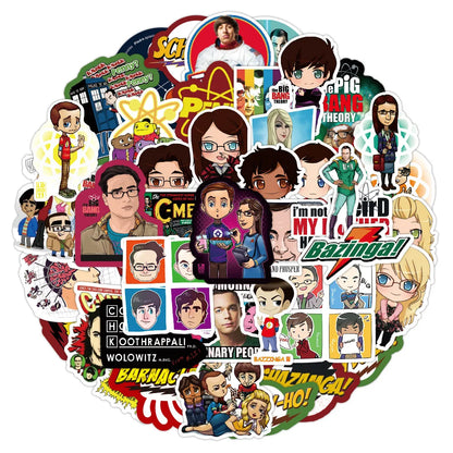 50pcs Cartoon TV Series The Big Bang Theory Stickers Graffiti for Luggage Laptop Notebook Decal Fridge  Sticker