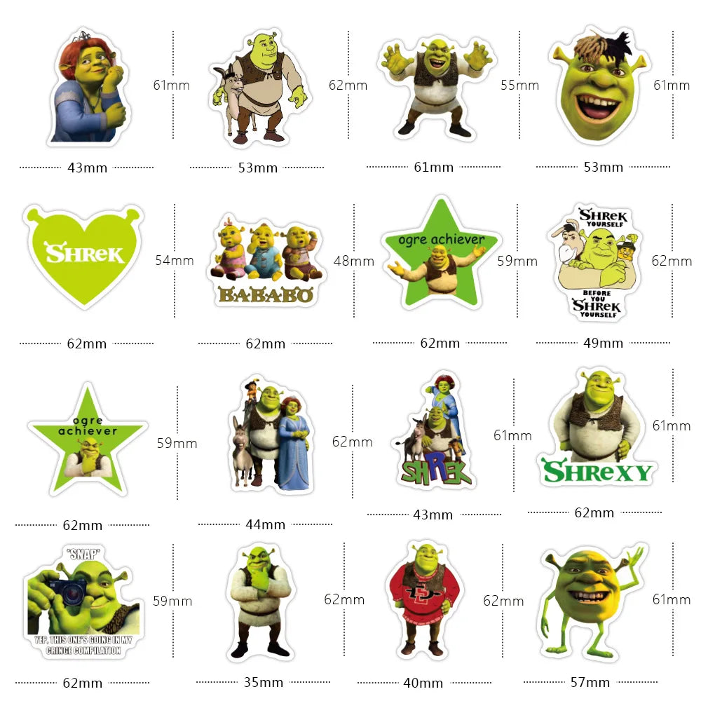 50pcs Cartoon Monster Shrek Graffiti Sticker DIY Suitcase Laptop Suitcase Guitar Star Sticker Waterproof