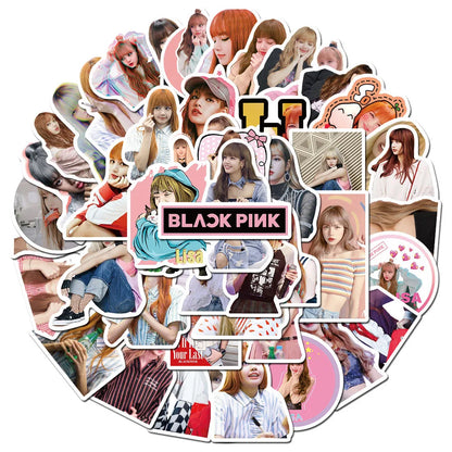 50pcs black Pink Combination Graffiti Girl Cartoon Sticker Suitcase Graffiti Decoration Waterproof Sticker