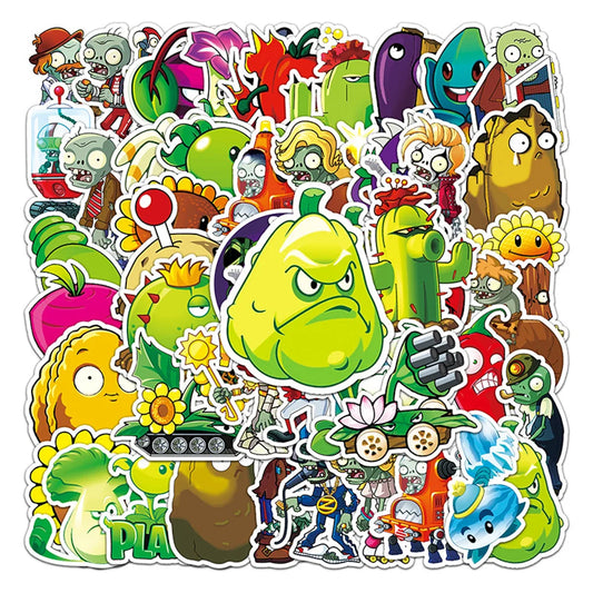 50PCS Plant Zombie War Game Cartoon Stickers Luggage Refrigerator Scooter Graffiti Waterproof Stickers