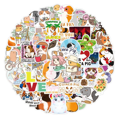 50PCS New Style Guinea Pig Graffiti Sticker Waterproof Luggage Laptop Scooter Refrigerator Water Cup Sticker