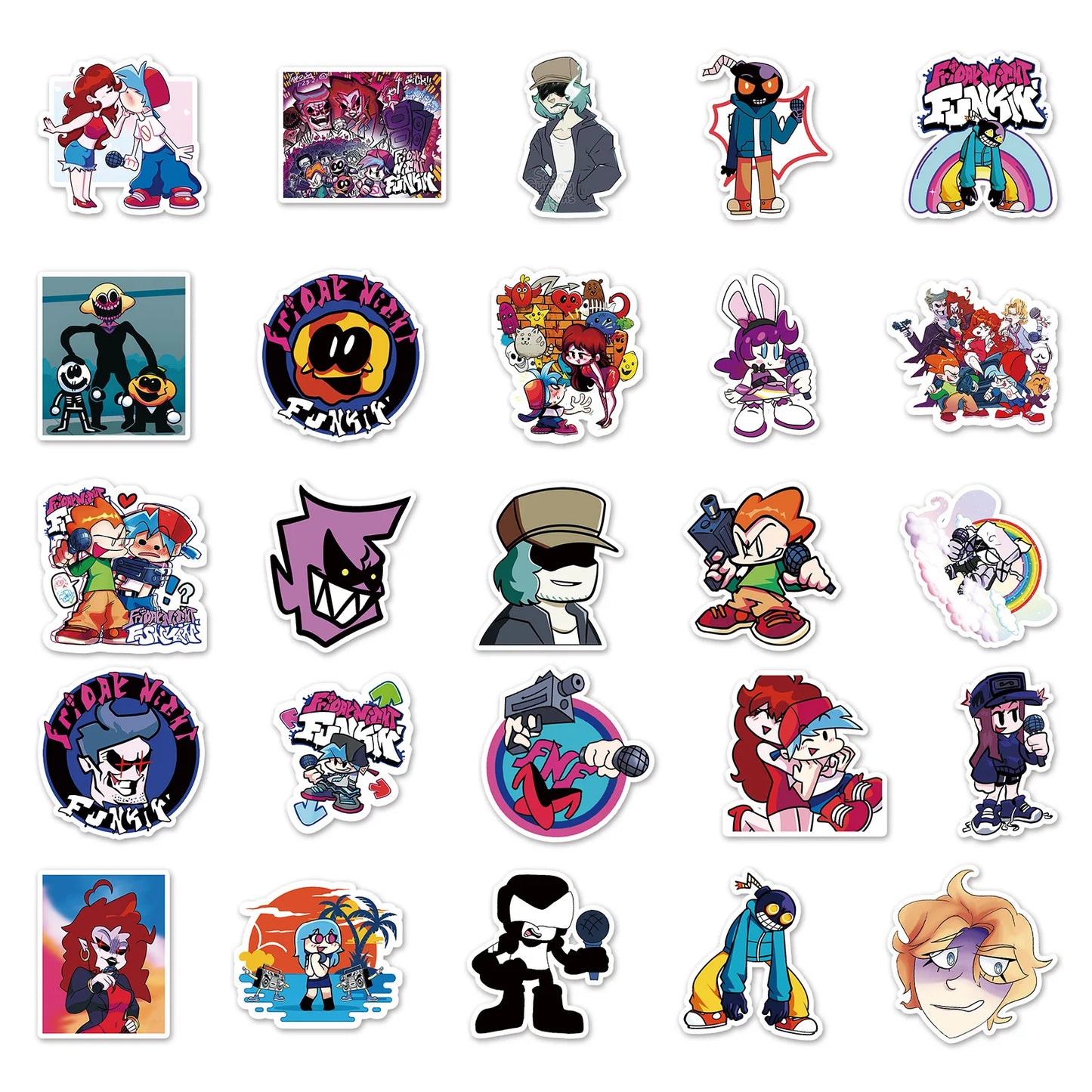50PCS   FridayNight Funk Cartoon Game Graffiti Waterproof Sticker Suitcase Notebook Refrigerator Helmet