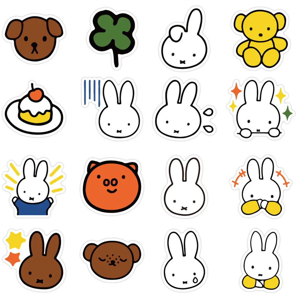 50 pieces of cute cartoon rabbit decorative style graffiti stickers, personalized, fashionable and creative DIY exquisite decorative decal cups, helmets, skateboard popular sticker toys
