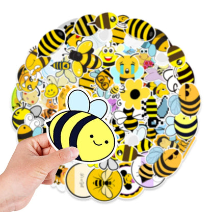 50PCS Cartoon Cute Bee Stickers Refrigerator Computer Mobile Phone Water Cup Graffiti Stickers