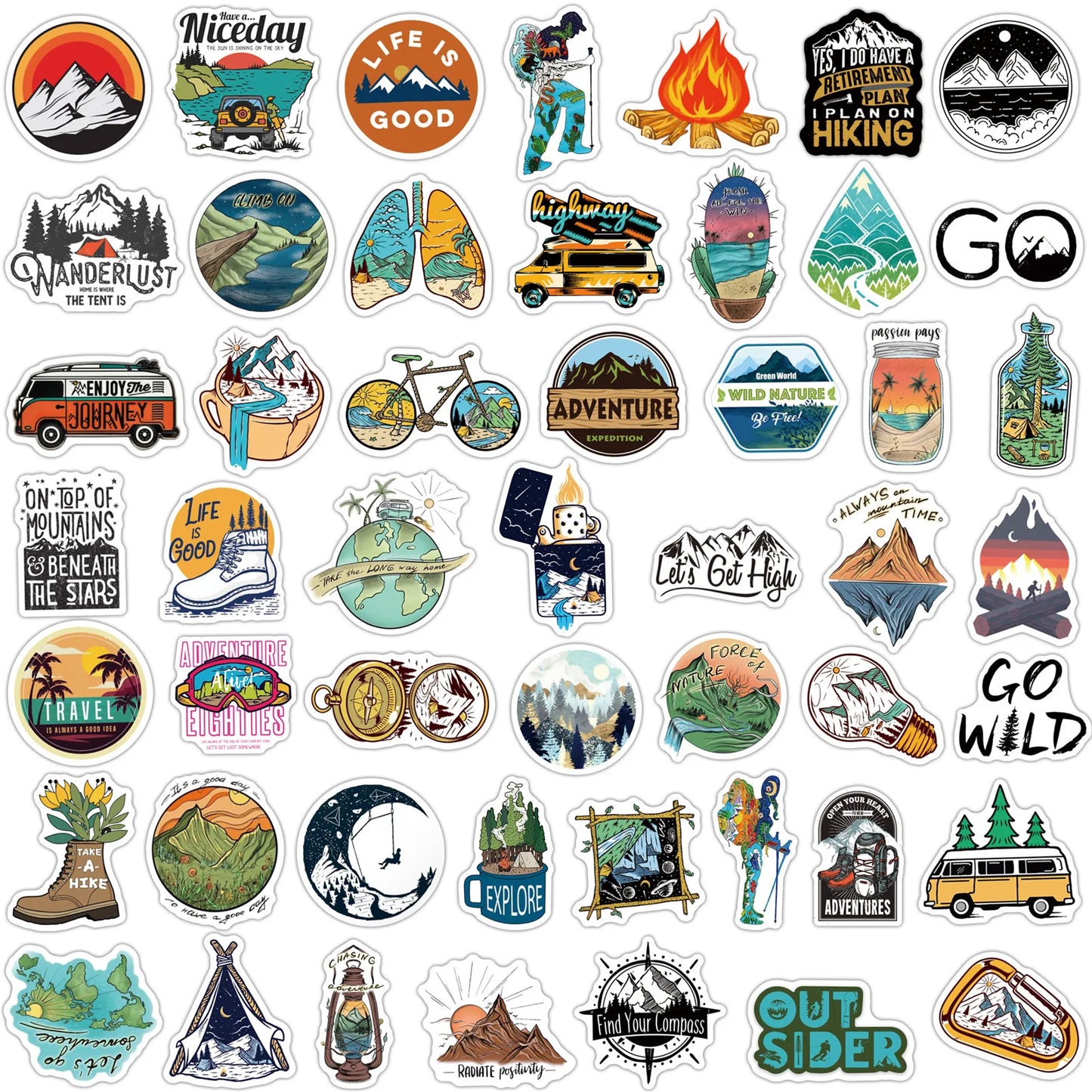 50PCS Outdoor Summer Cartoon Graffiti Stickers Trolley Case Bike Scooter Water Cup Waterproof Sticker