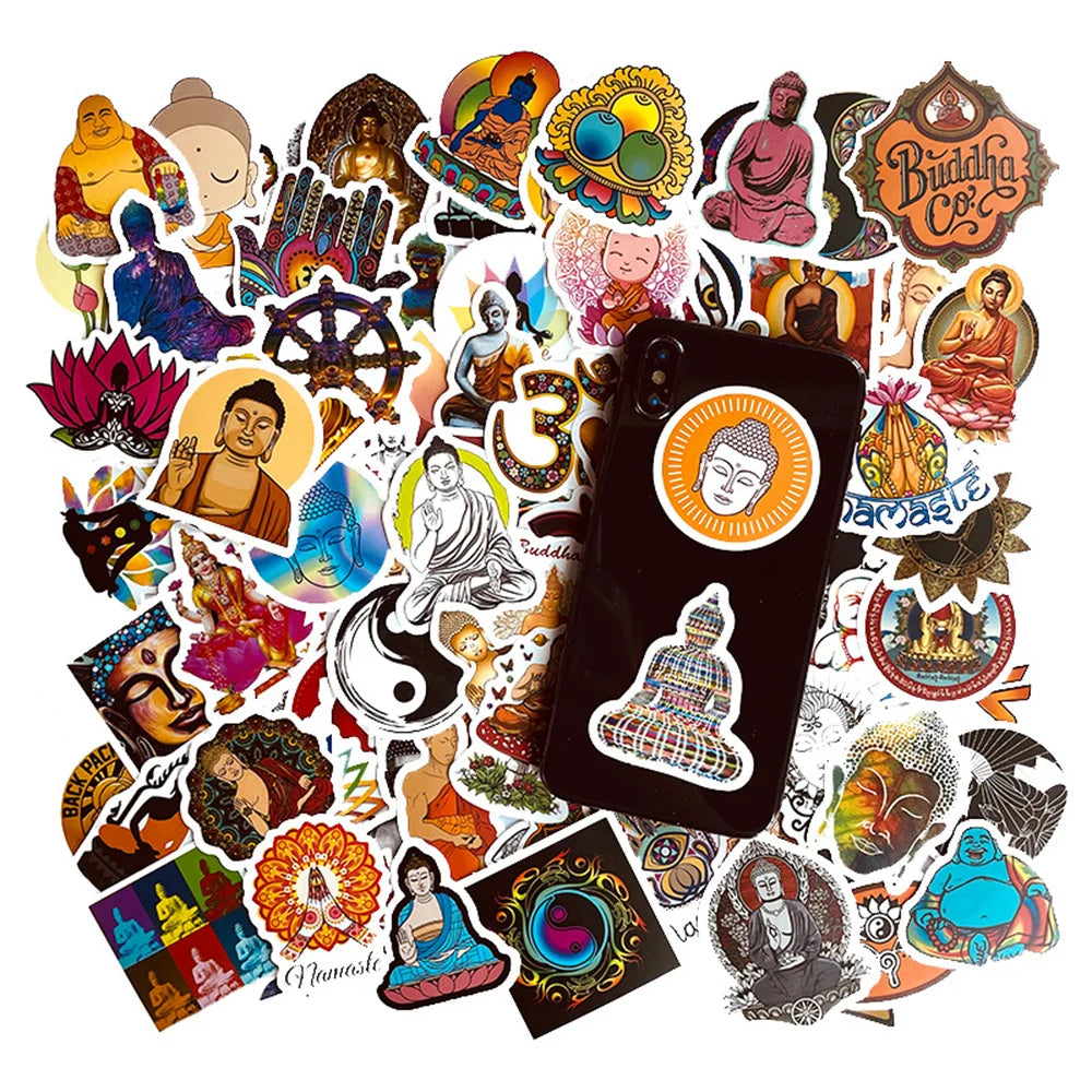 50PCS Good Luck Sticker Buddhist Faith Bless Notebook Graffiti Trolley Case Bike Scooter Waterproof Sticker