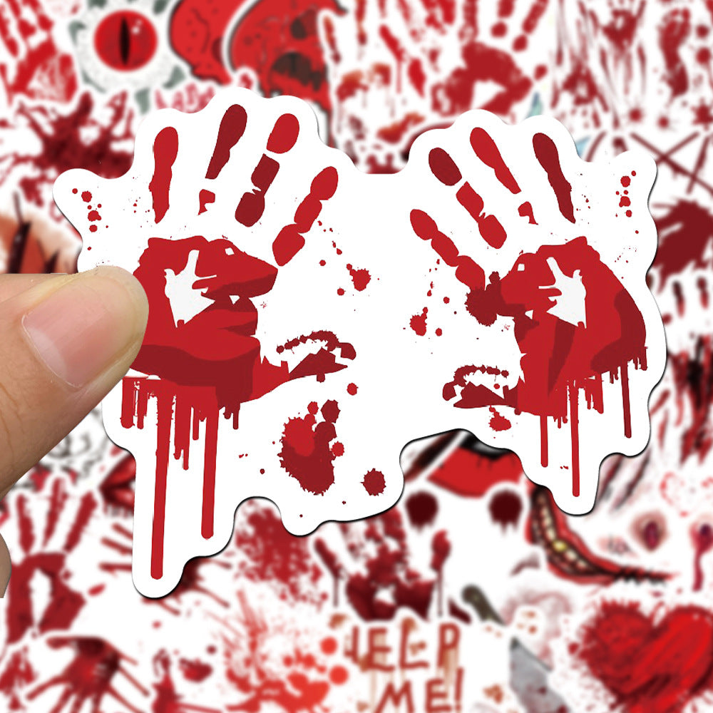 48PCS Red Blood Terror Personality Decoration Graffiti Waterproof Sticker Notebook Water Cup Refrigerator Helmet