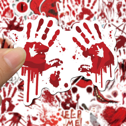 48PCS Red Blood Terror Personality Decoration Graffiti Waterproof Sticker Notebook Water Cup Refrigerator Helmet