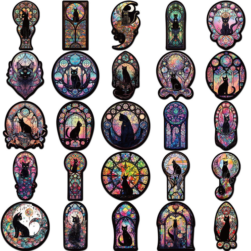 50PCS Gothic Cat Stickers - Dark Aesthetic Decals for Laptops, Planners, Water Bottles & Alternative Style Gifts