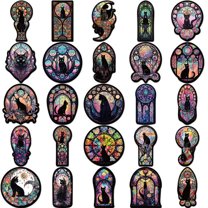 50PCS Gothic Cat Stickers - Dark Aesthetic Decals for Laptops, Planners, Water Bottles & Alternative Style Gifts