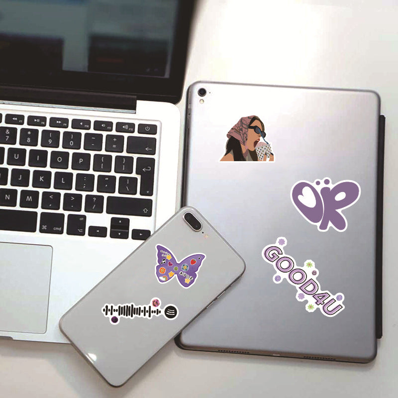 50PCS Hot Singer Olivia Rodrigo Sour Purple Line Pattern Design Graffiti Phone Case Scrapbook Skateboard Stickers