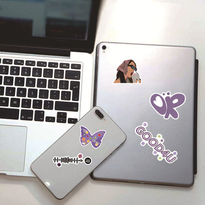 50PCS Hot Singer Olivia Rodrigo Sour Purple Line Pattern Design Graffiti Phone Case Scrapbook Skateboard Stickers