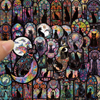50PCS Gothic Cat Stickers - Dark Aesthetic Decals for Laptops, Planners, Water Bottles & Alternative Style Gifts