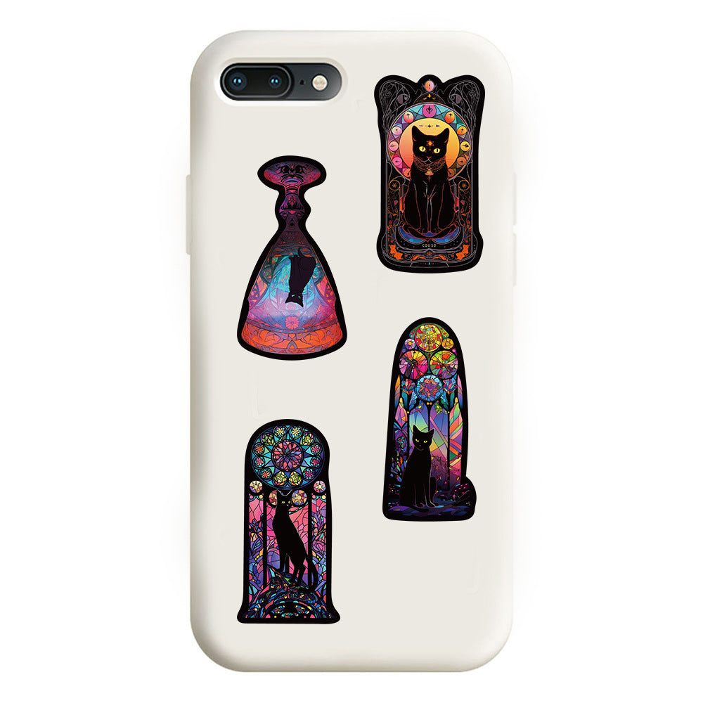 50PCS Gothic Cat Stickers - Dark Aesthetic Decals for Laptops, Planners, Water Bottles & Alternative Style Gifts