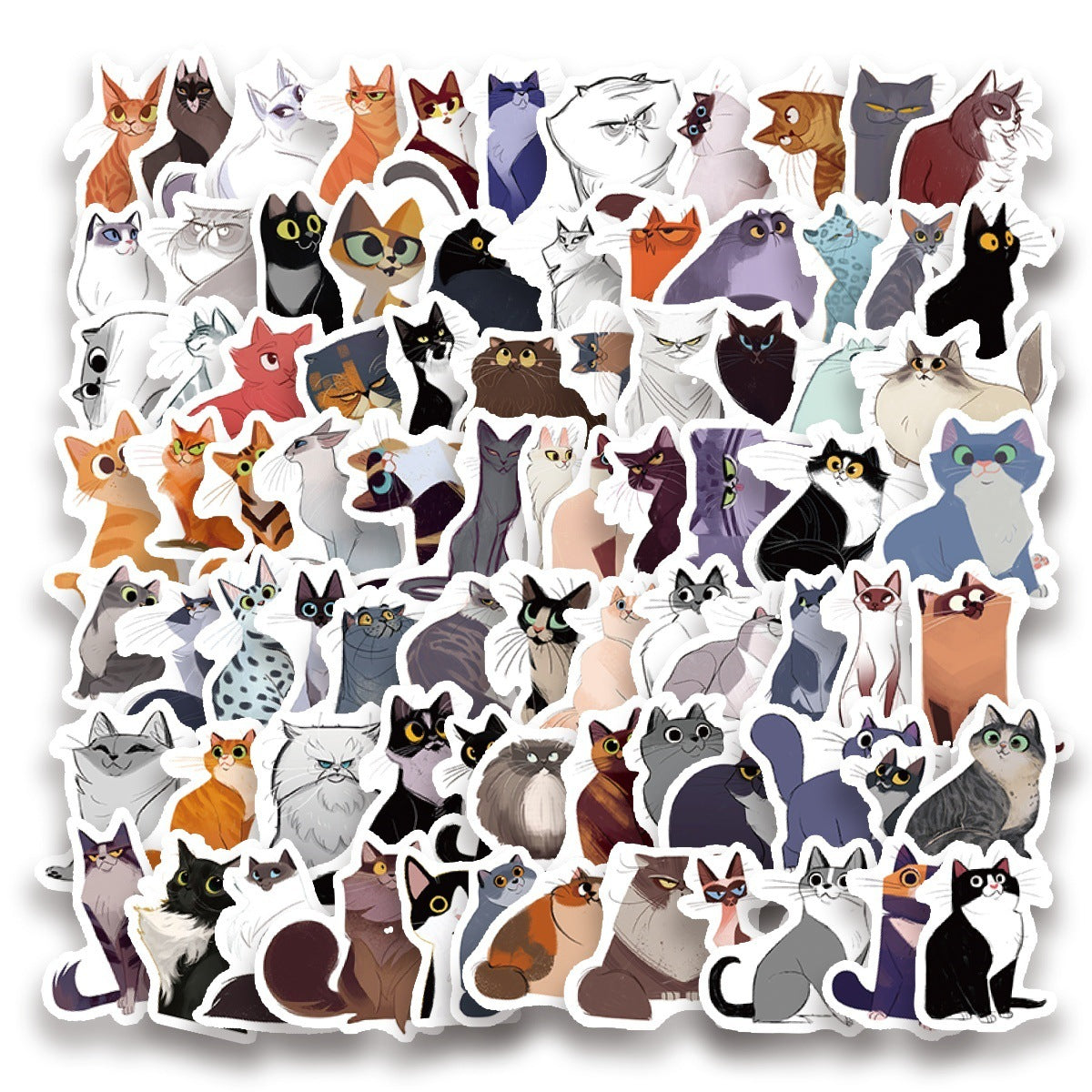100PCS Japanese Cute Illustration Cat Stickers Personality Creative Cartoon Stationery Laptop Graffiti Stickers