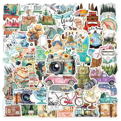 50PCS Cartoon Outdoor Travel Stickers Graffiti iPad Laptop Helmet Car Computer Pattern Scrapbook Toys Decoration