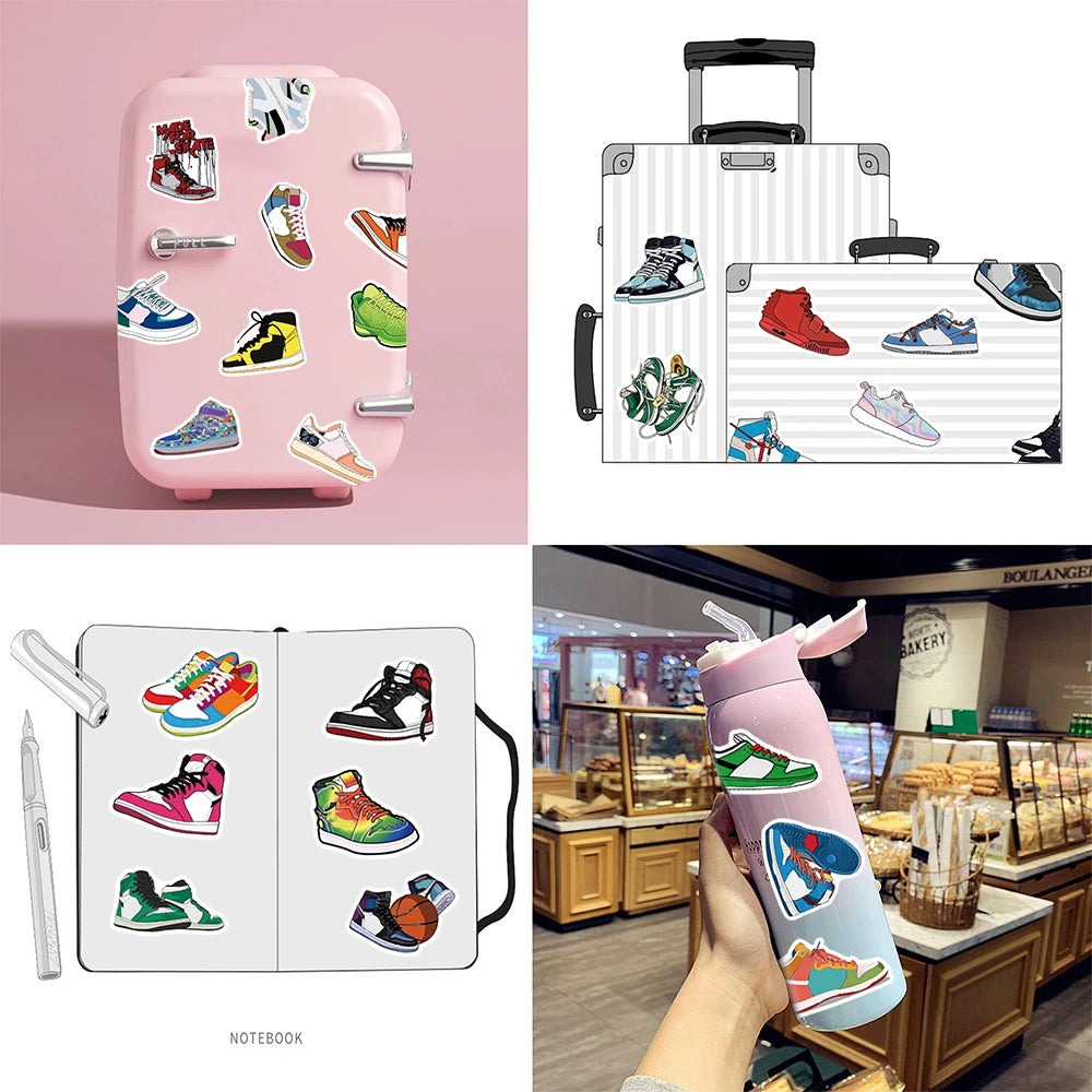 50PCS Cartoon Tide Brand Sneakers Trend Creative Graffiti Sticker Bike Skateboard Car Helmet Laptop Computer