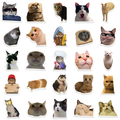 50PCS Funny Cat Stickers - Cute & Hilarious Decals for Laptops, Water Bottles, Planners & Cat Lover Gifts