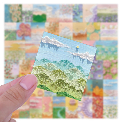 50PCS Ins Healing Floral Plant Oil Painting Doodle Stickers Exquisite, Stylish, Creative DIY Journal Decorative Decals Suitable for Bags, Laptops, Skateboards, Guitars, Water Bottles, Stationery Cases