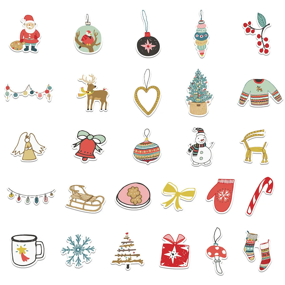 27 pieces of Christmas cute cartoon graffiti stickers, personalized, fashionable, creative and exquisite DIY decorative stickers, toys, refrigerators, skateboards, helmets, water cups, guitars and popular stickers