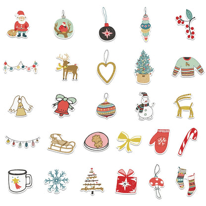 27 pieces of Christmas cute cartoon graffiti stickers, personalized, fashionable, creative and exquisite DIY decorative stickers, toys, refrigerators, skateboards, helmets, water cups, guitars and popular stickers