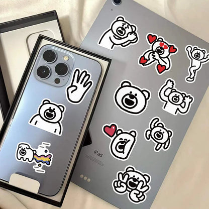 50PCS Cartoon Funny Excited Bear Creative Doodle Sticker Bicycle Skateboard Car Helmet Laptop Computer W