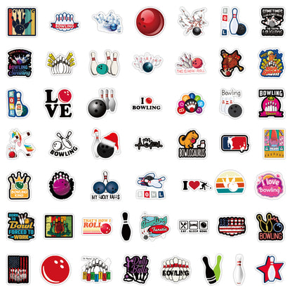50PCS Bowling Sports Series Graffiti Stickers Exquisite, Fashionable, Creative DIY Journal Decorations Suitable for Skateboards, Bags, Laptops, Water Bottles, Helmets, and Stationery Cases