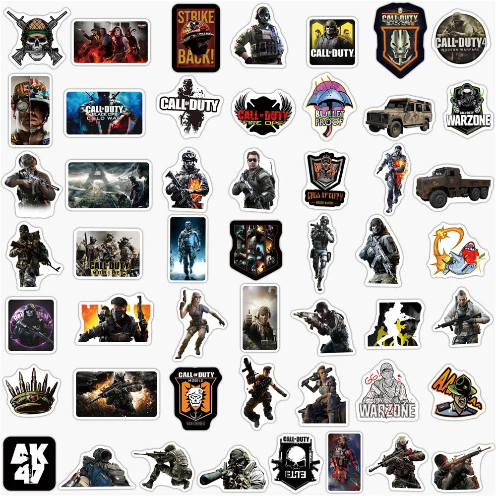 50PCS New Gun Game Graffiti Stickers Personalized Fashion Creative Exquisite Decorative Decals Toys for Bike Computer Laptop Electric Car Water Cup Popular Stickers