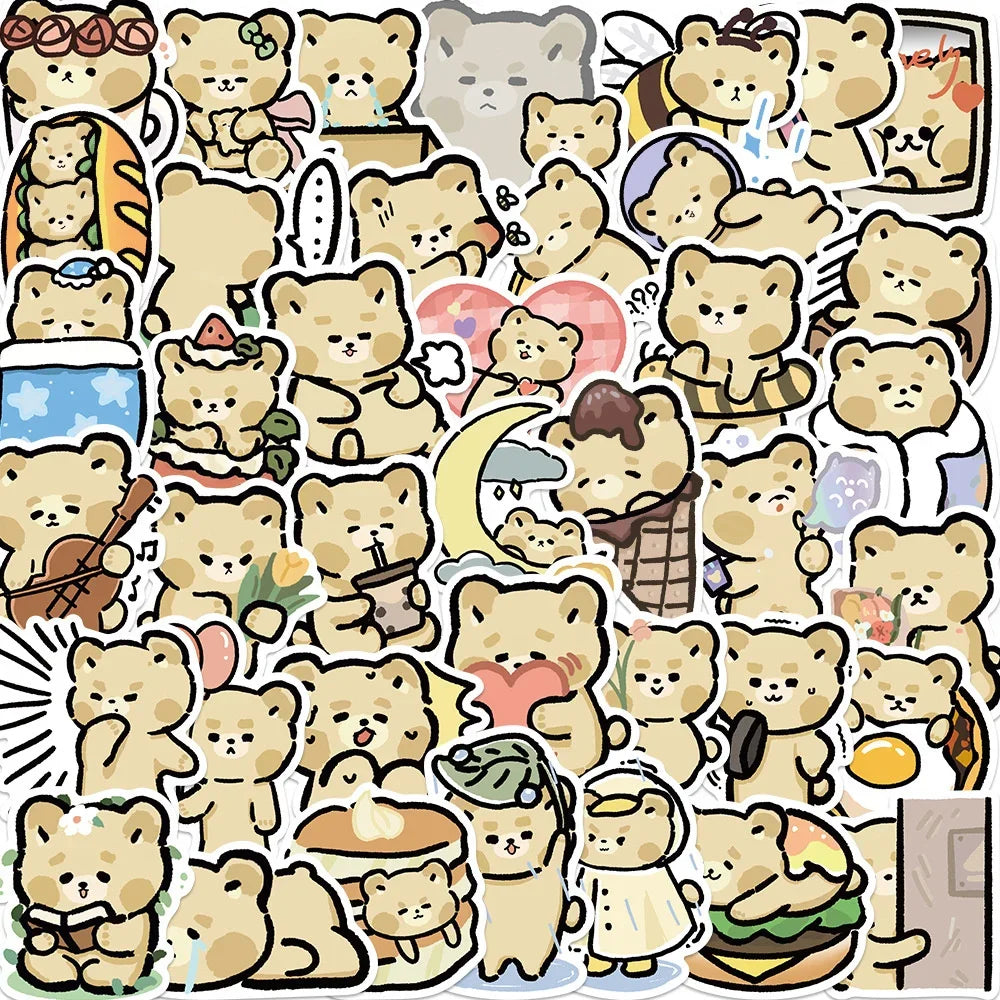 40PCS Cartoon Cute Bear Graffiti Waterproof Sticker Personalized Creative Decoration Suitcase Skateboard Helmet