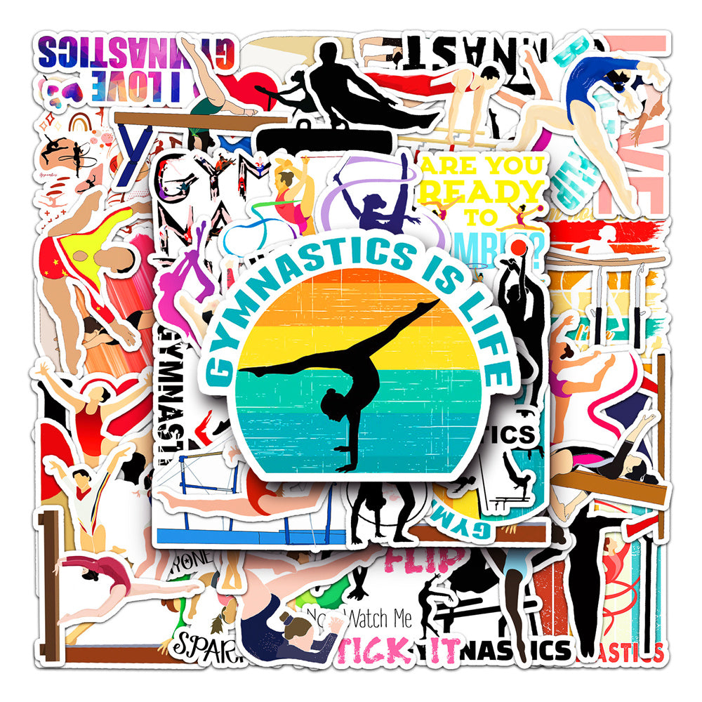 50PCS Gymnastic Bodies Politics Stickers - Disciplined Kinetics Decals for Biomechanical Perfection Logs, Sportive Aesthetics Maps & Corporeal Discipline Archives
