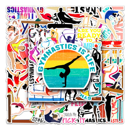 50PCS Gymnastic Bodies Politics Stickers - Disciplined Kinetics Decals for Biomechanical Perfection Logs, Sportive Aesthetics Maps & Corporeal Discipline Archives