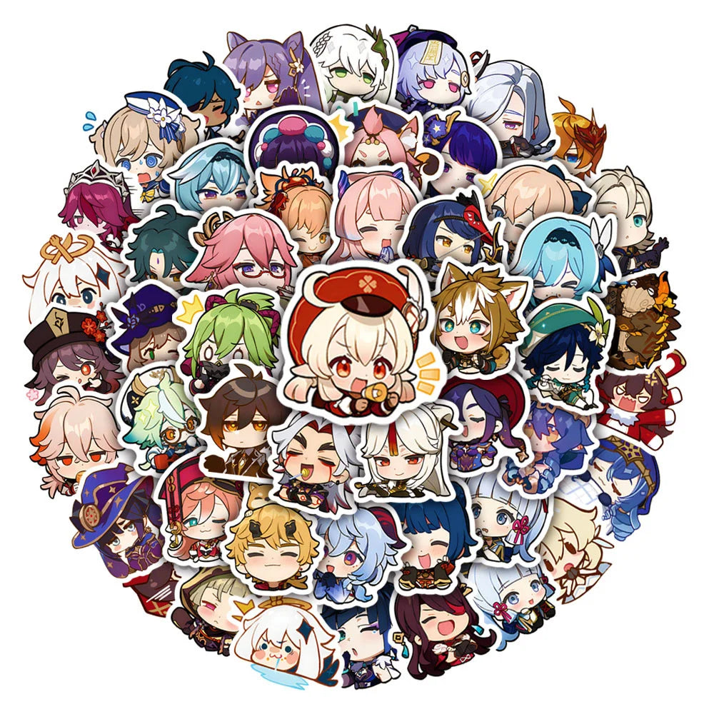 50PCS original Q-style anime and game doodle stickers, personalized, fashionable, creative and trendy DIY decorative stickers, skateboards, water cups, refrigerators, helmets, guitars, popular sticker toys