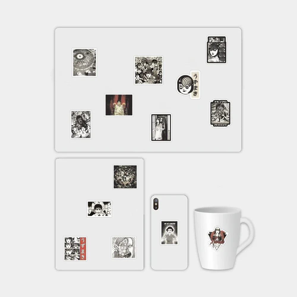 50PCS Japanese Comics Tomoe Ito Junji Graffiti Stickers Waterproof Luggage Laptop Scooter Stickers