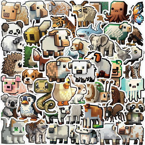 50PCS Cartoon Mosaic Animal Style Sticker Graffiti Animal iPad  Guitar DIY Scrapbook Wall Sticker Toy Decoration